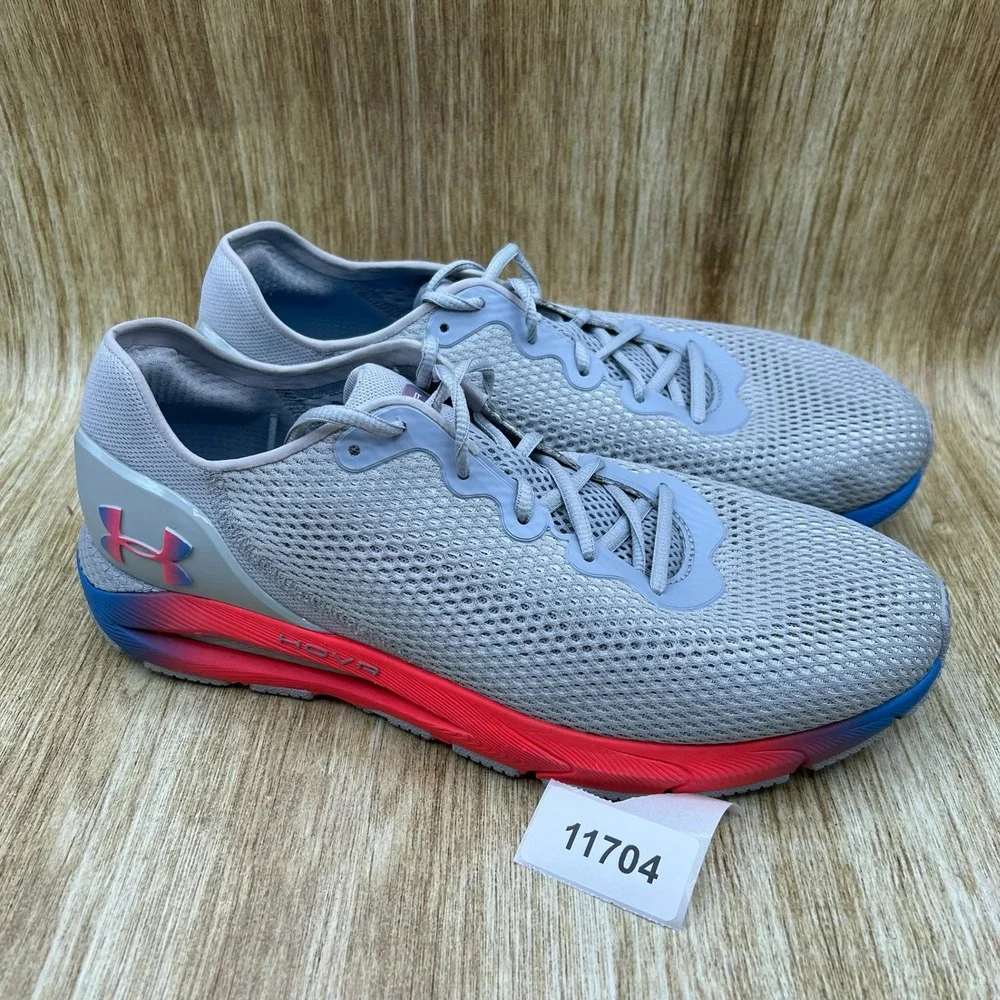 Under Armour HOVR Sonic 4 Men's Size 12 Grey Red Blue Running Shoes 3023997-100